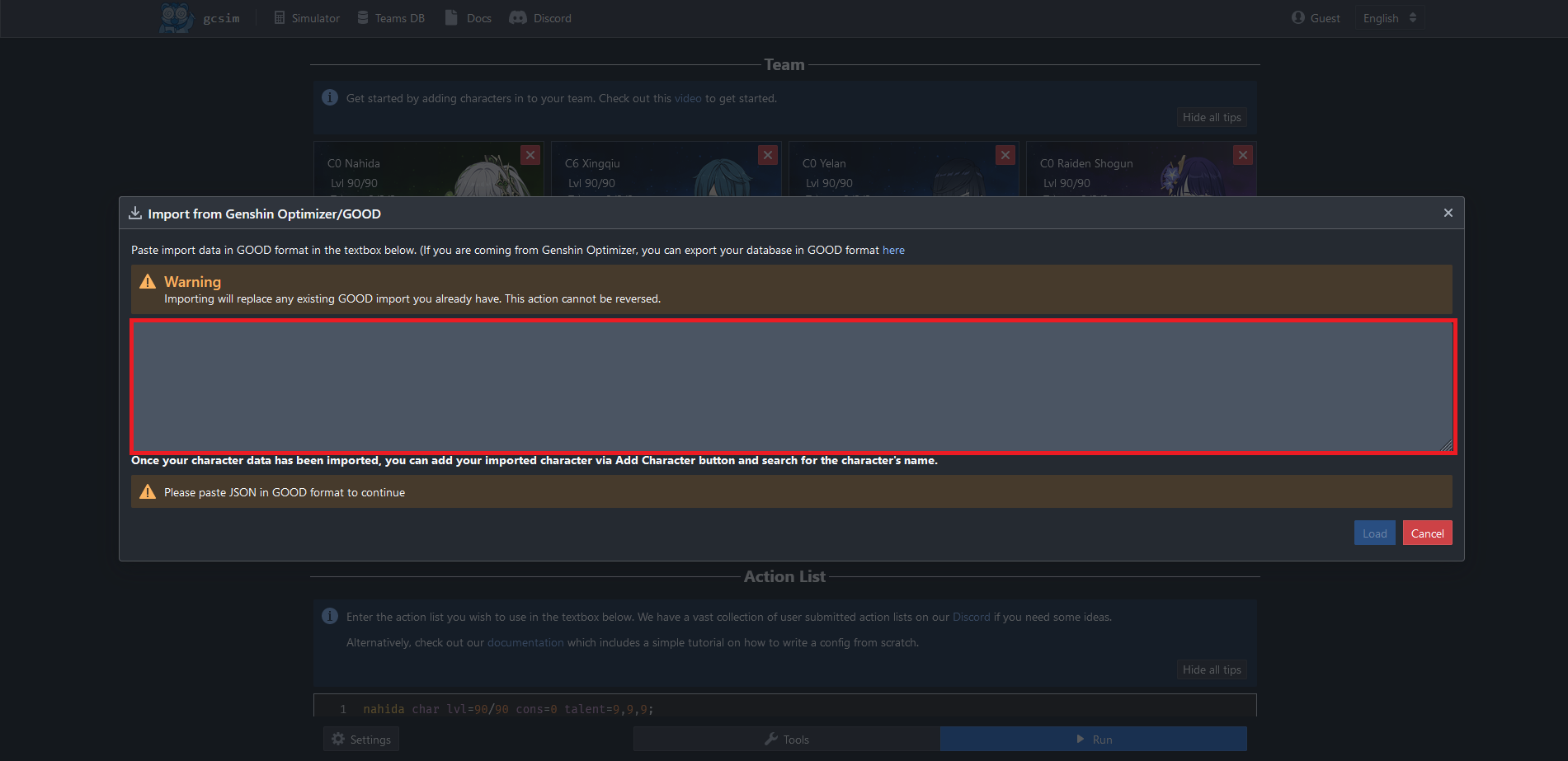 Importing Your Own Characters Gcsim Docs